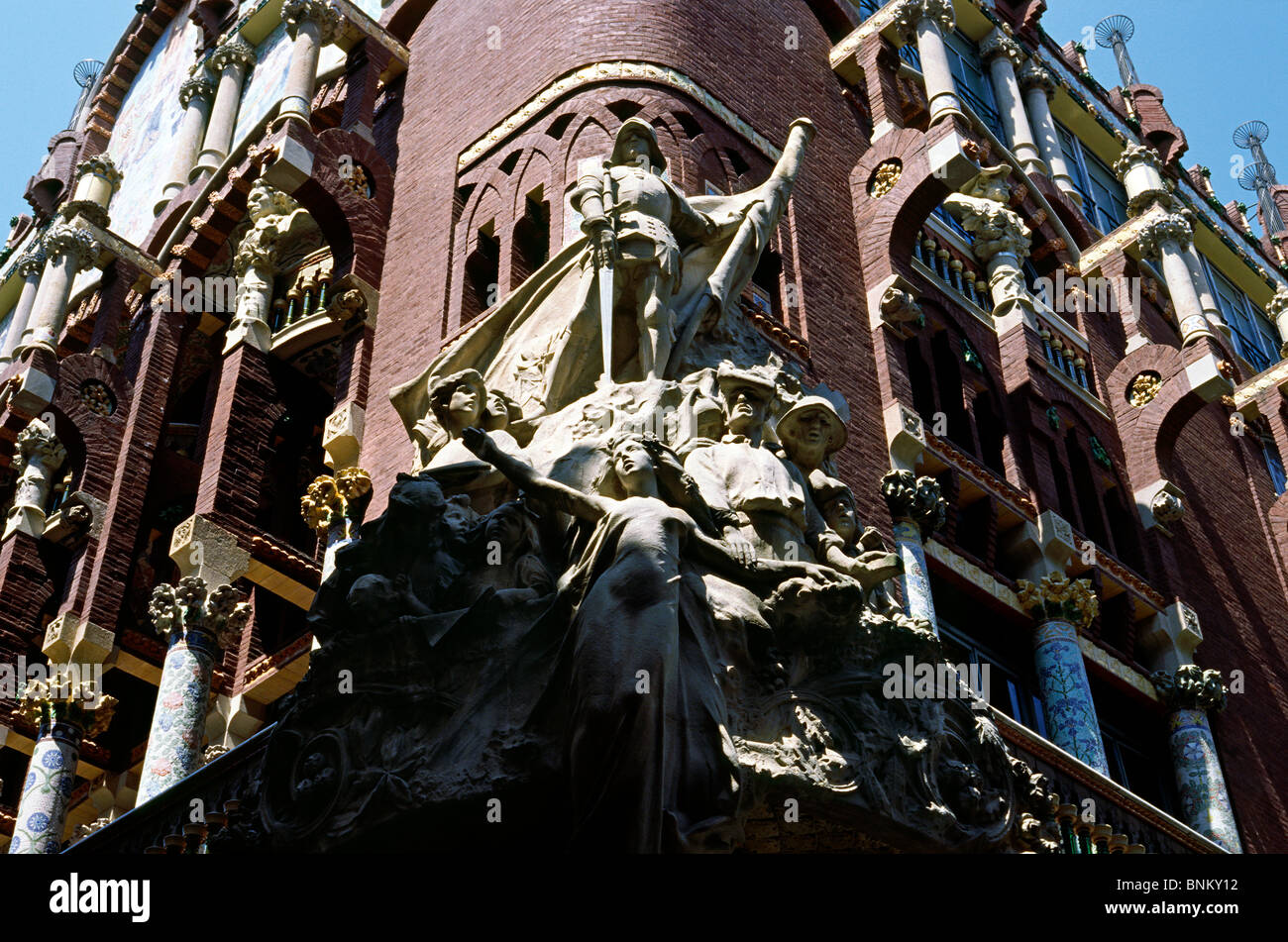 Michael Blay's 'The Catalan Song' sculpture group at the Palau de la Música Catalana (Palace of Catalan Music) in Barcelona. Stock Photo