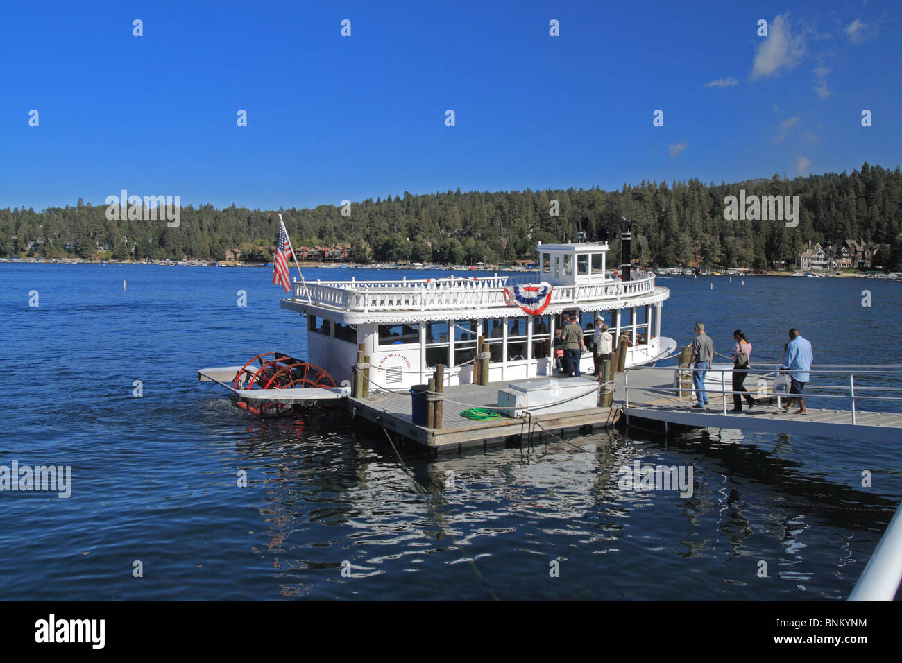 Arrowhead Queen, Paddle-wheeler,Lake Arrowhead, in the San Bernardino National Forest, California, USA. Stock Photo