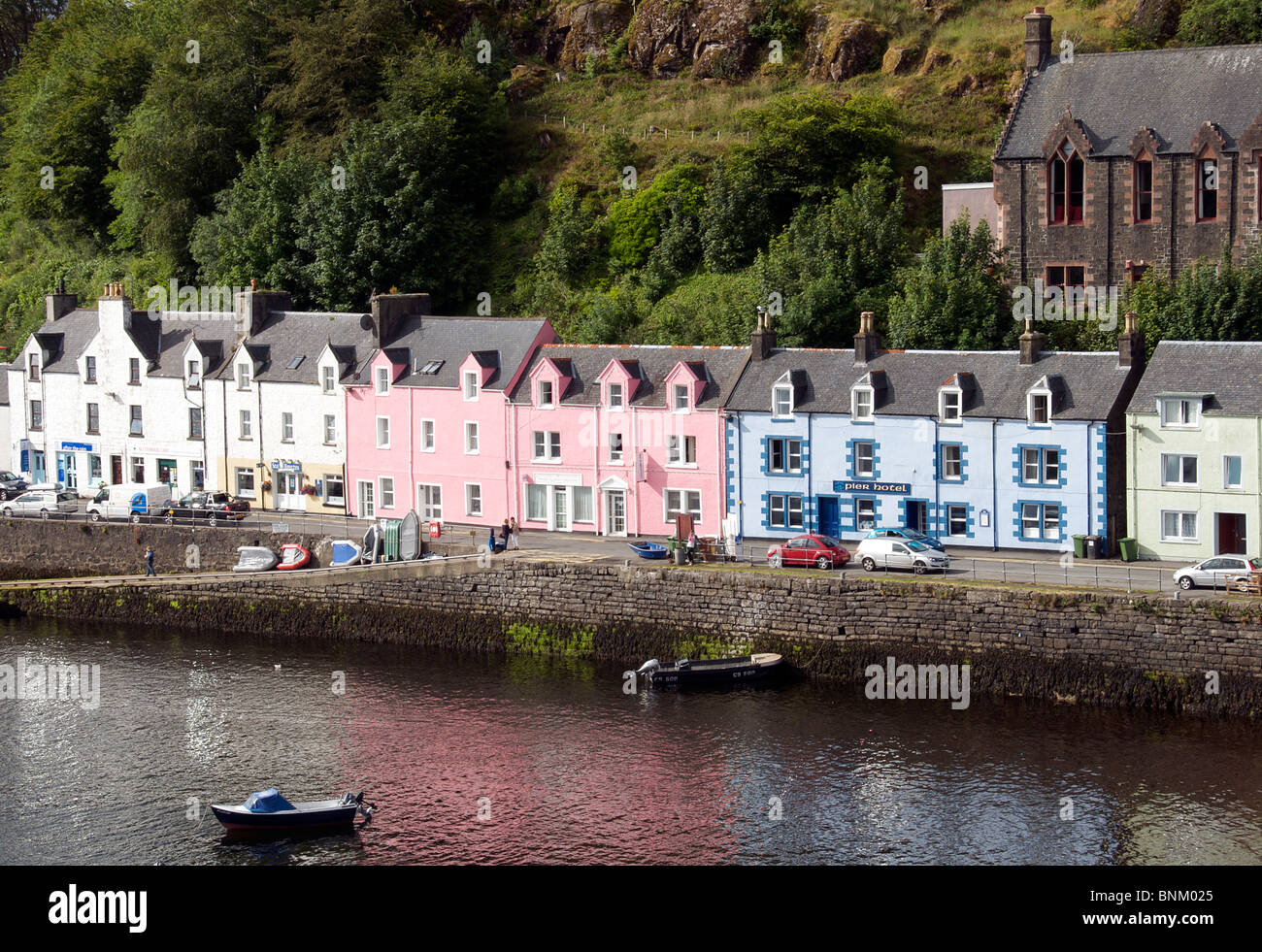 Coloured houses port of Portree Island Skye Scotland Stock Photo