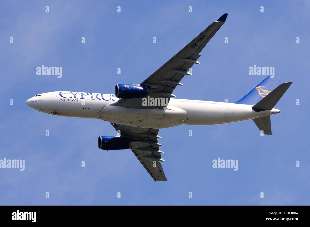 Airbus A330 operated by Cyprus Airways climbing out from take off at London Heathrow Airport, UK. Stock Photo