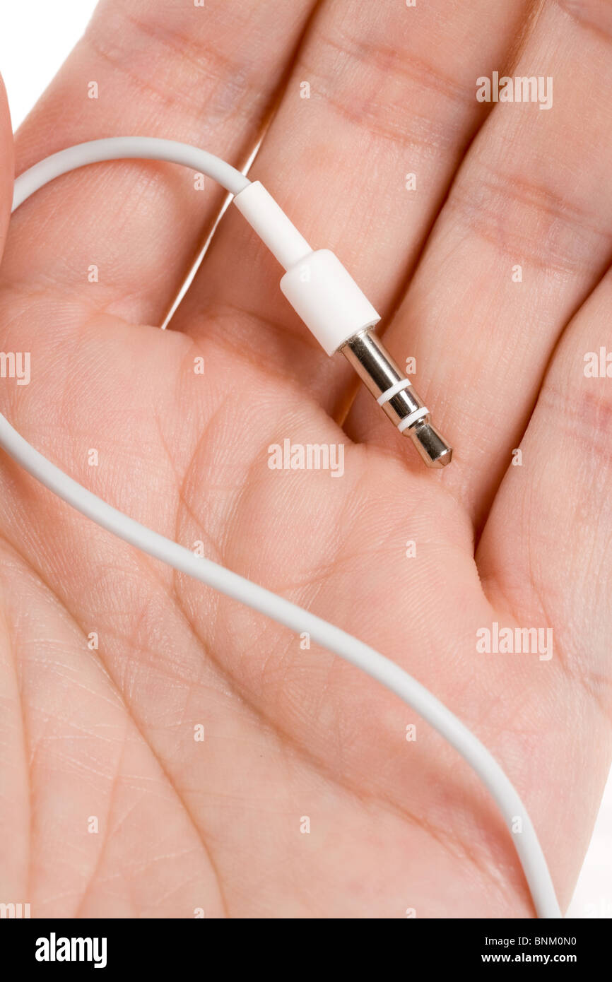 Electric Audio Plug, close up shot Stock Photo