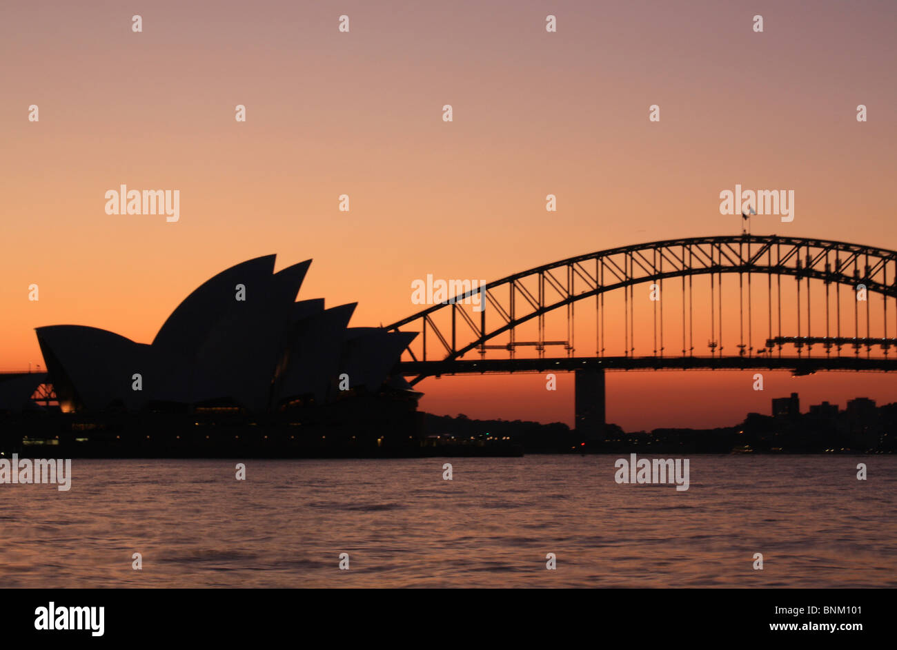 Sydney Harbour bridge at sunset Stock Photo