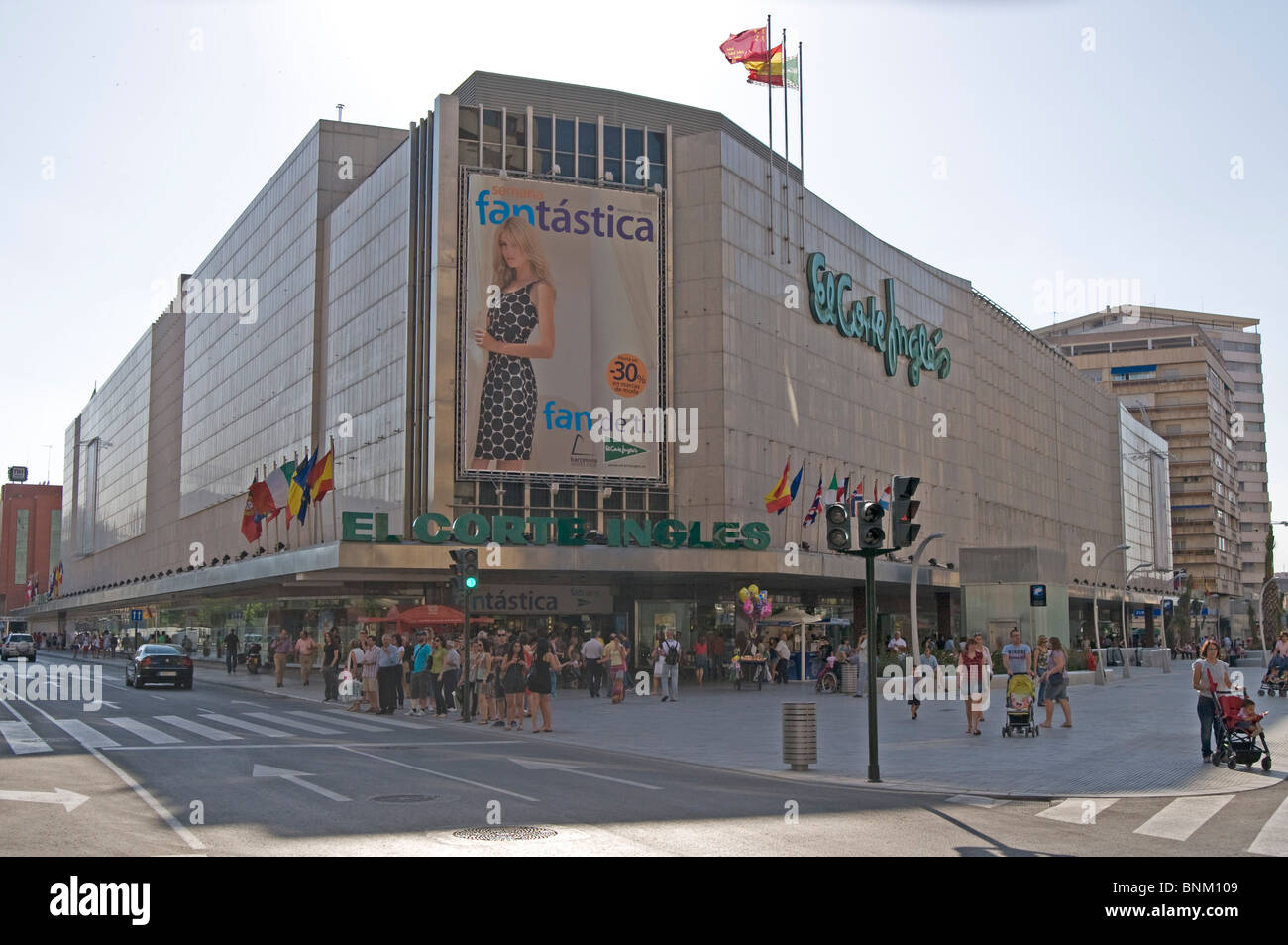 El Corte Ingles Department chain store entrance in the city of Murcia, Spain Stock Photo