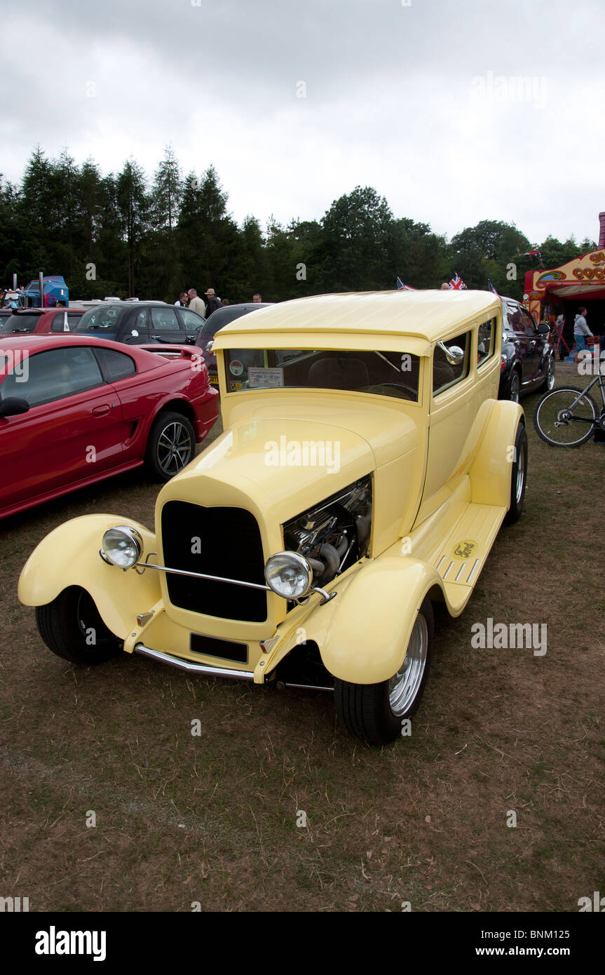 The front of a 1928 Ford Model 'A' car at an American car show on 4th