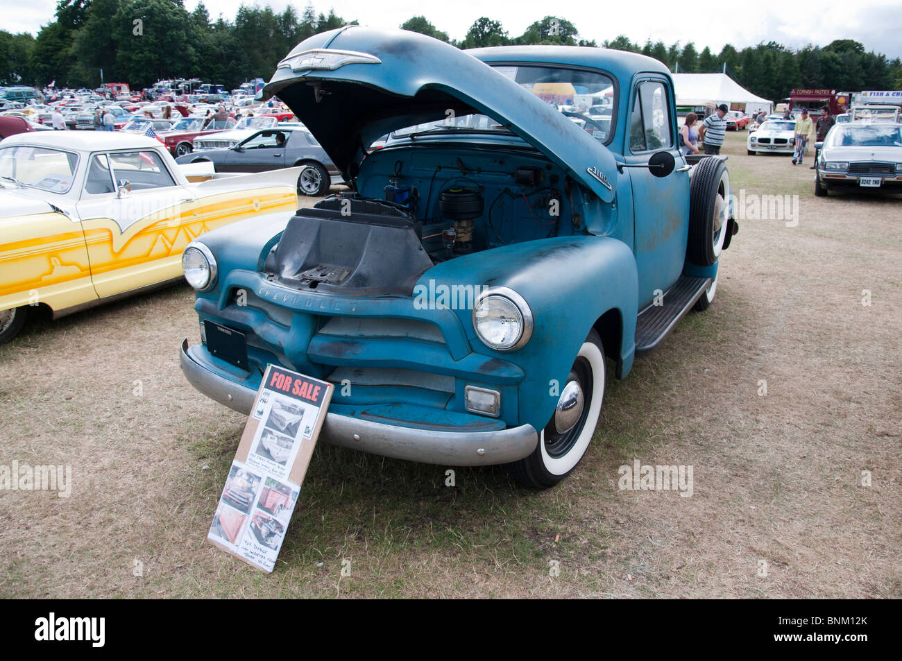 The front of a Chevrolet Pick-up truck at an American car show on 4th July 'Independence day' Stock Photo