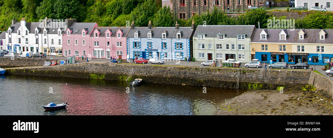 Row of coloured houses at port of Portree Island Skye Scotland Stock Photo