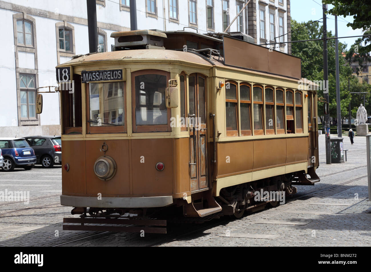 Old tramway wagon in Porto, Portugal Stock Photo