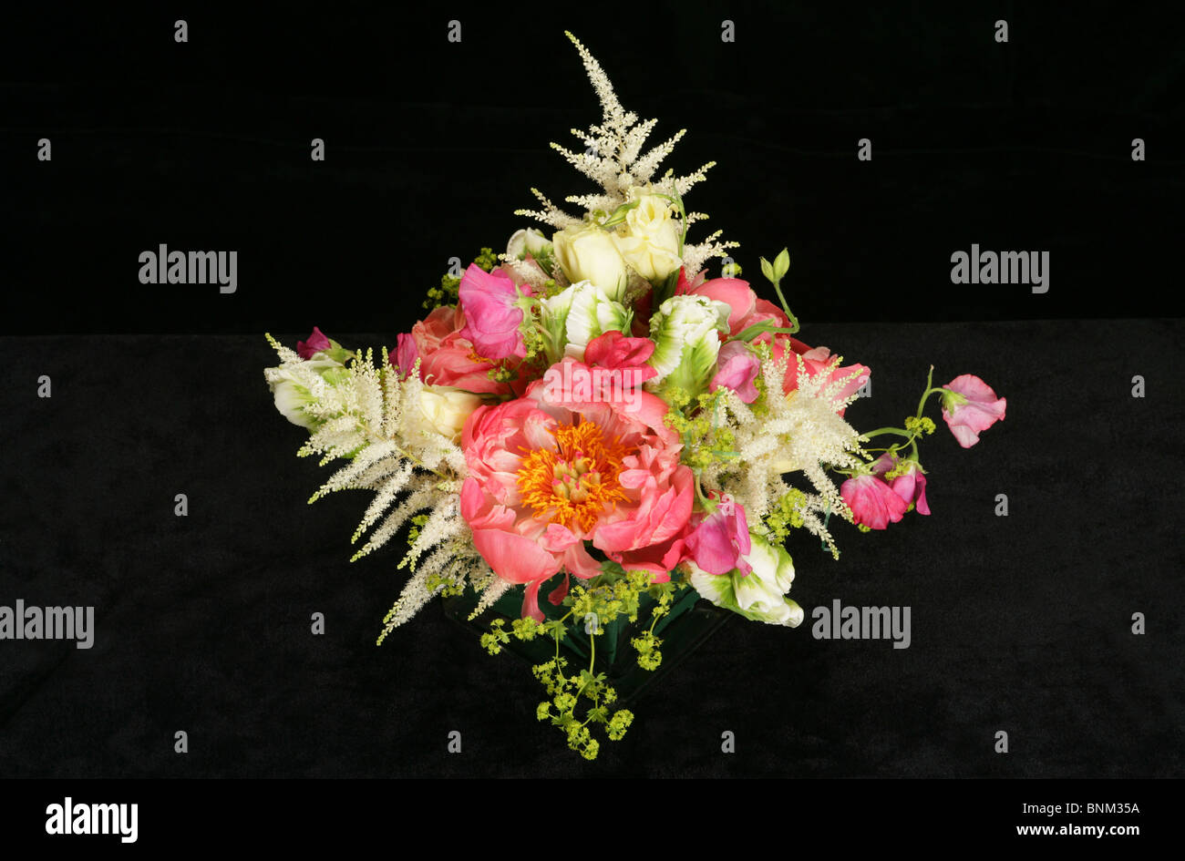 pink orange flower arrangement Stock Photo Alamy