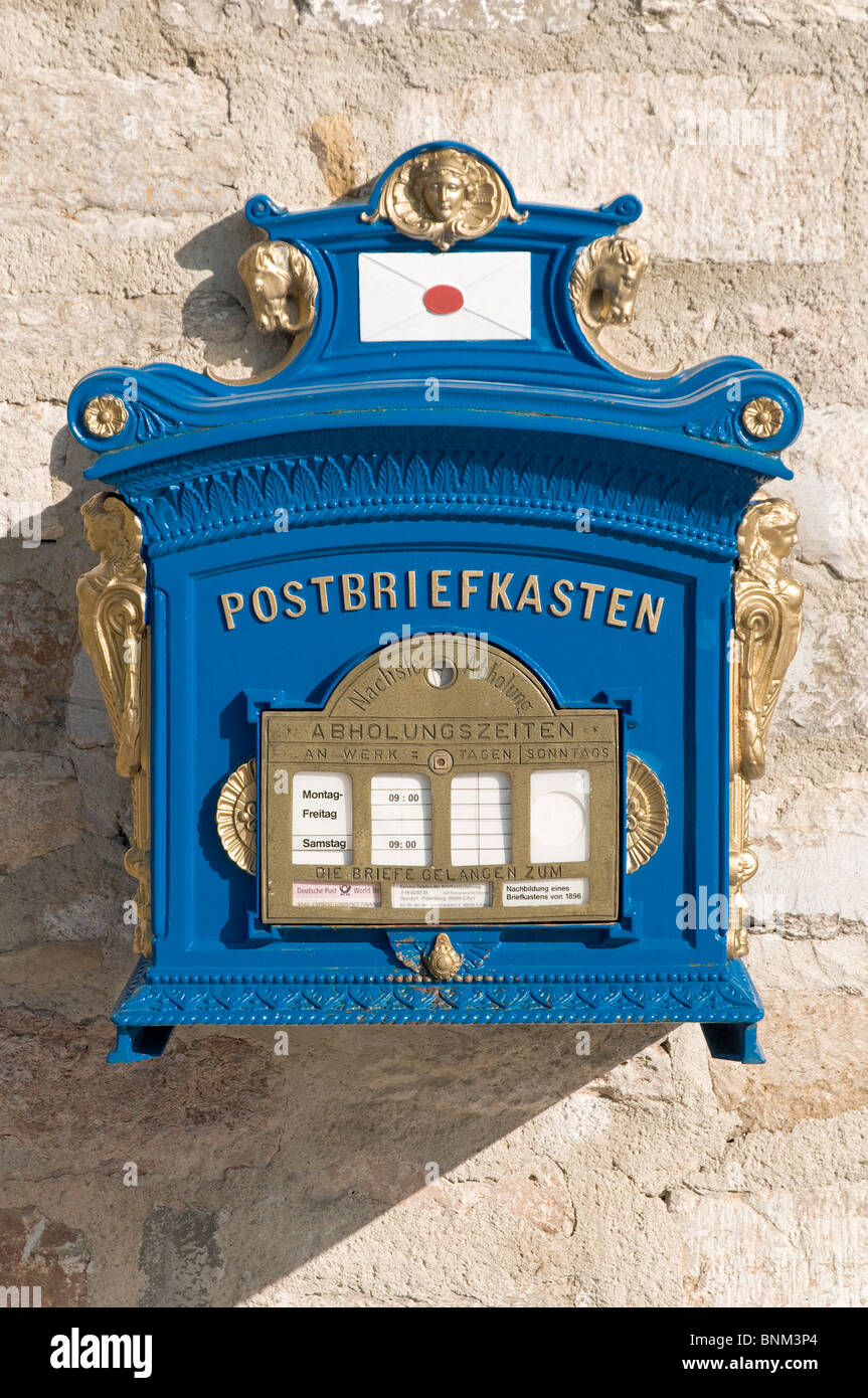 Field recording FRG mailbox federal republic Germany Erfurt Europe history story post mail postal mailbox letter-box day Stock Photo