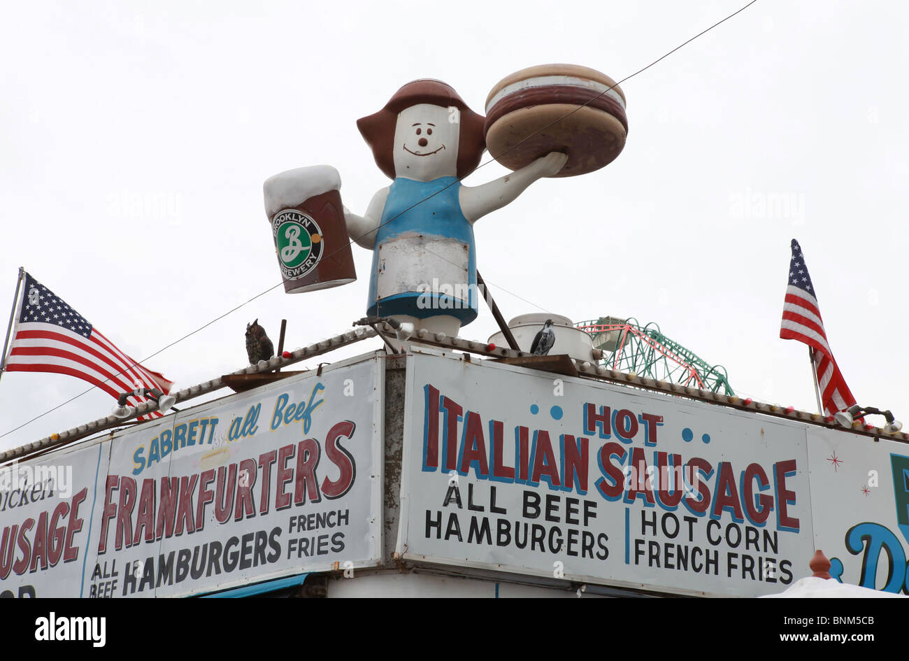 Coney Island frankfurters Italian sausage Stock Photo Alamy