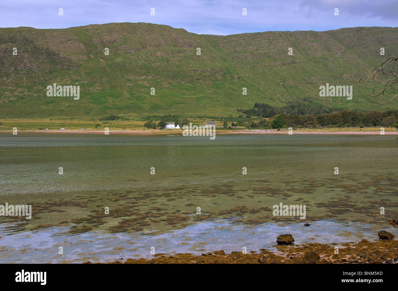 Applecross Bay with one white house Applecross Peninsular Wester Ross Scottish Highlands North West Scotland Stock Photo
