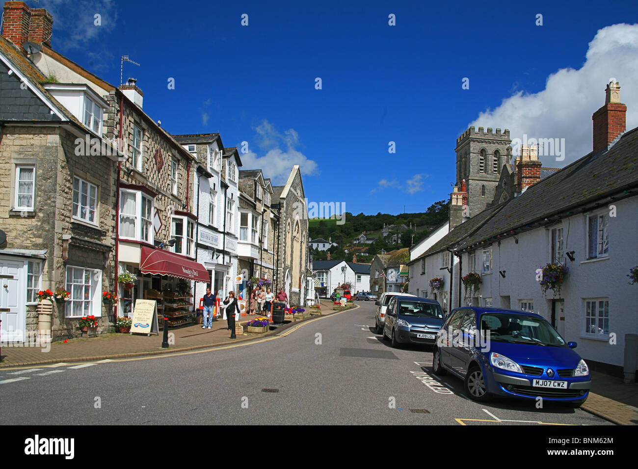 Houses and shops in Fore Street, Beer, Devon, England, UK Stock Photo Alamy