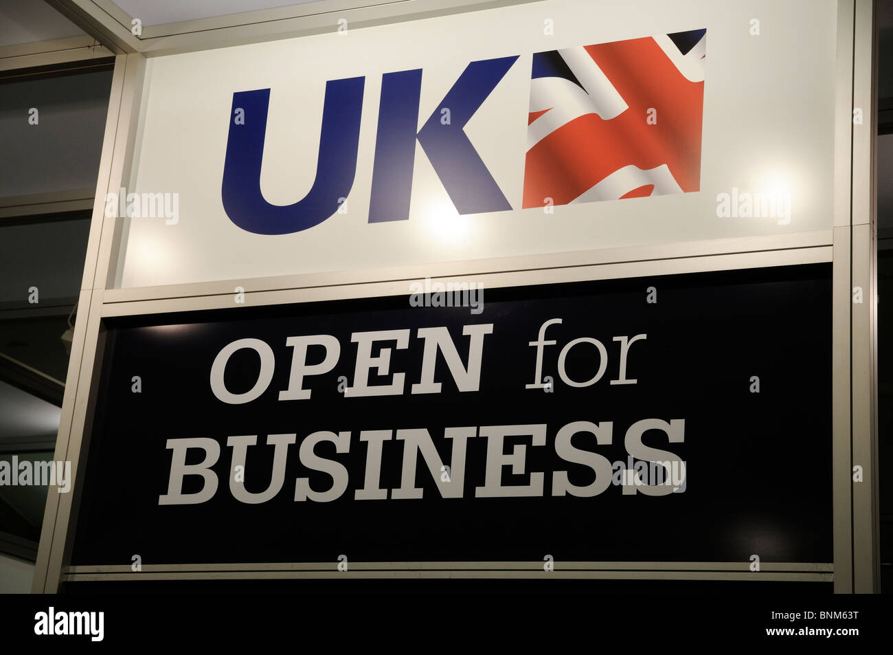 UK open for business sign Stock Photo