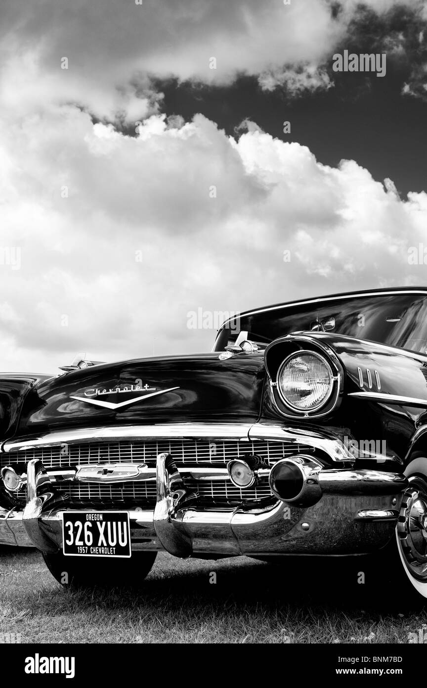 1957 Chevrolet, Bel Air. Chevy. Classic American car. Monochrome Stock Photo