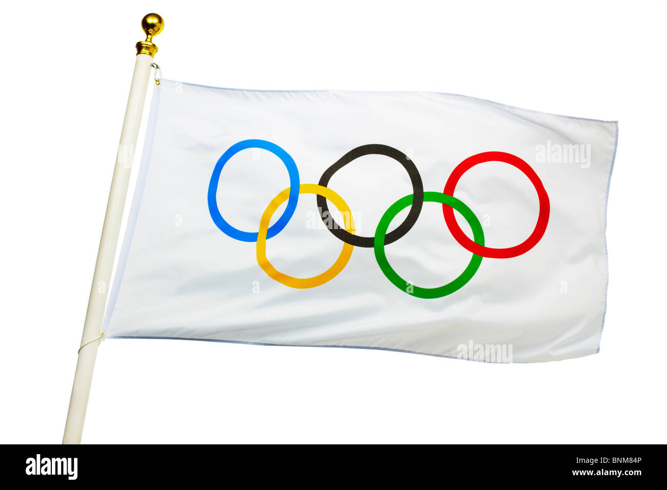 Olympic Flag Flying Stock Photo