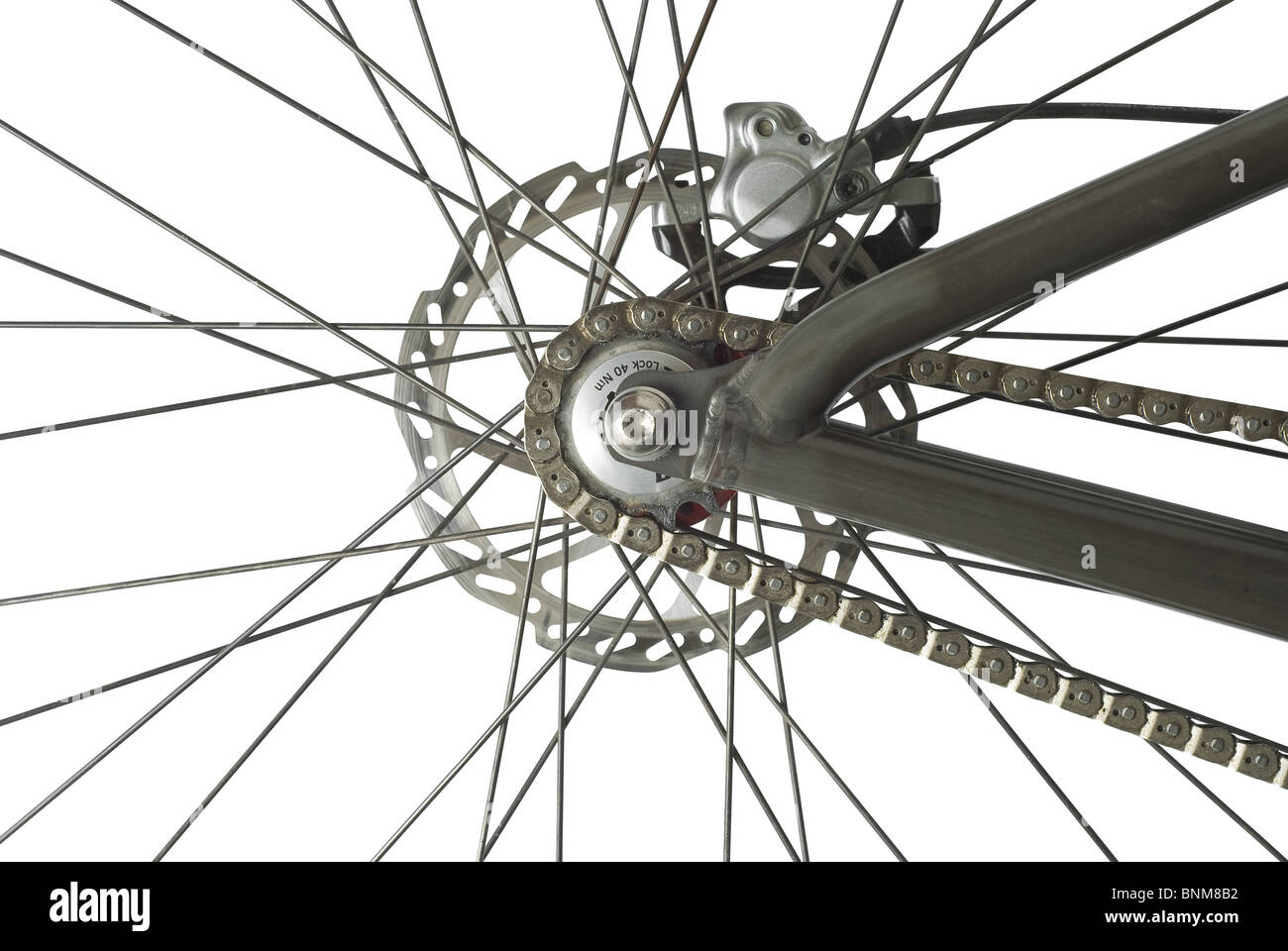 Bicycle Back Wheel with Disc Brakes on White Stock Photo Alamy
