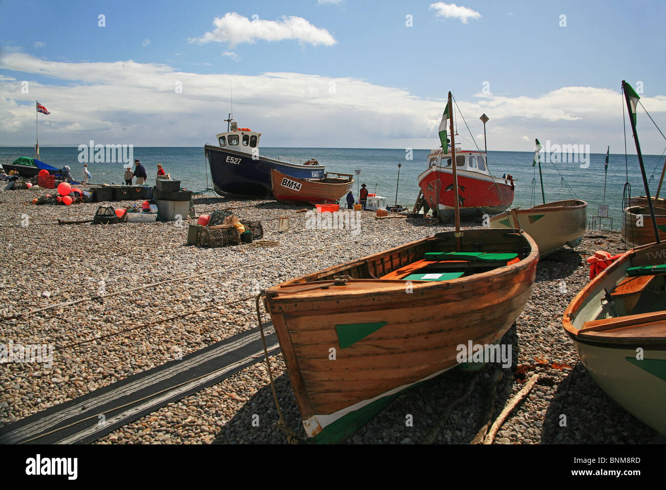 Mackerel fishing boats beer devon uk hires stock photography and