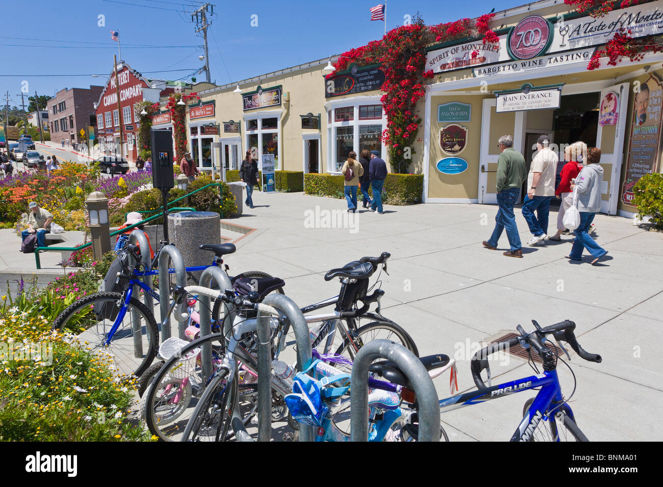 Historic Cannery Row shopping, restaurant and entertainment area in Monterey California Stock Photo