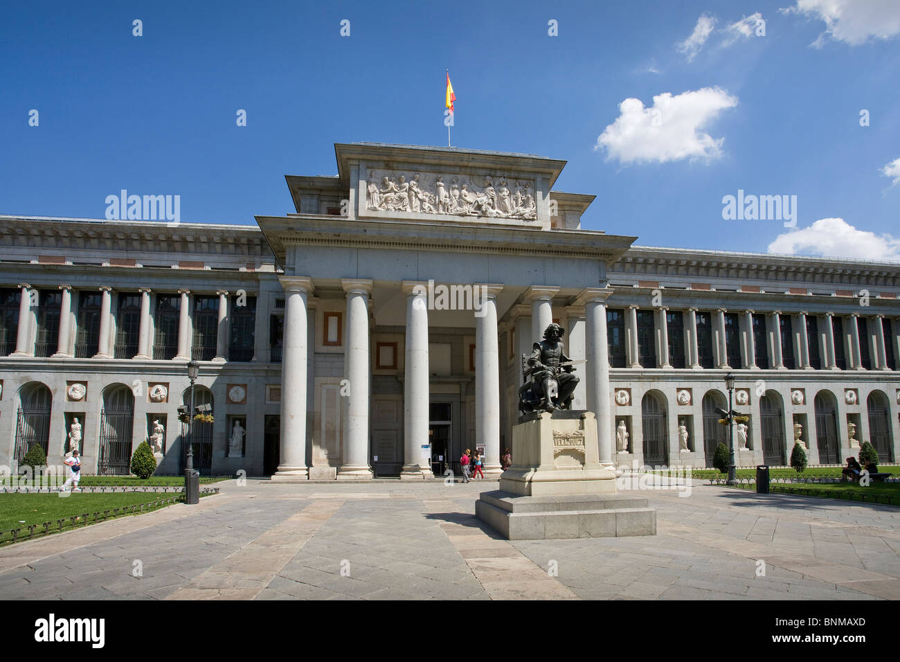 Spain Madrid Prado museum Velazquez monument columns holidays travel, Stock Photo