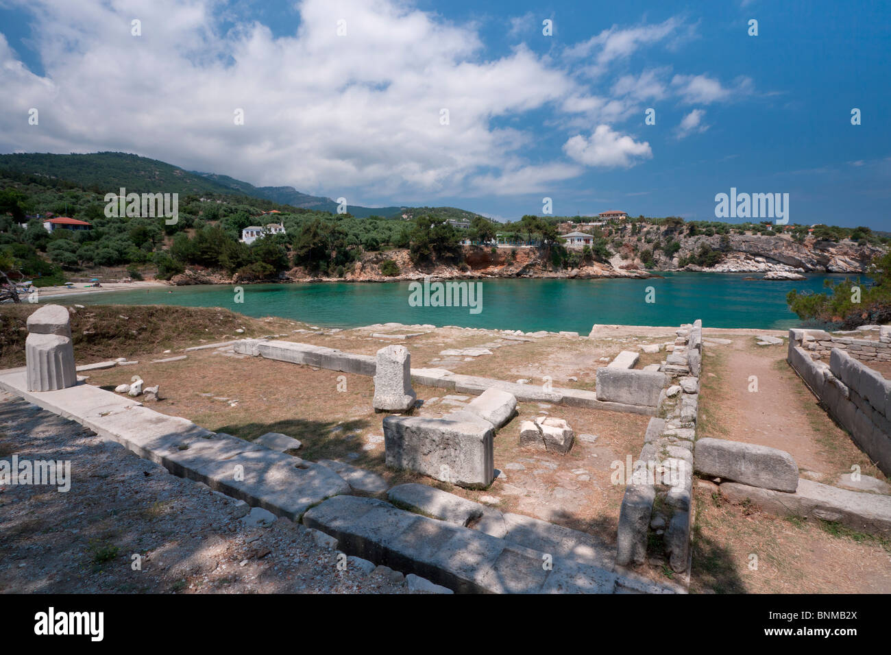 Seaside ruins at Alyki on the island of Thasos, Greece. Stock Photo