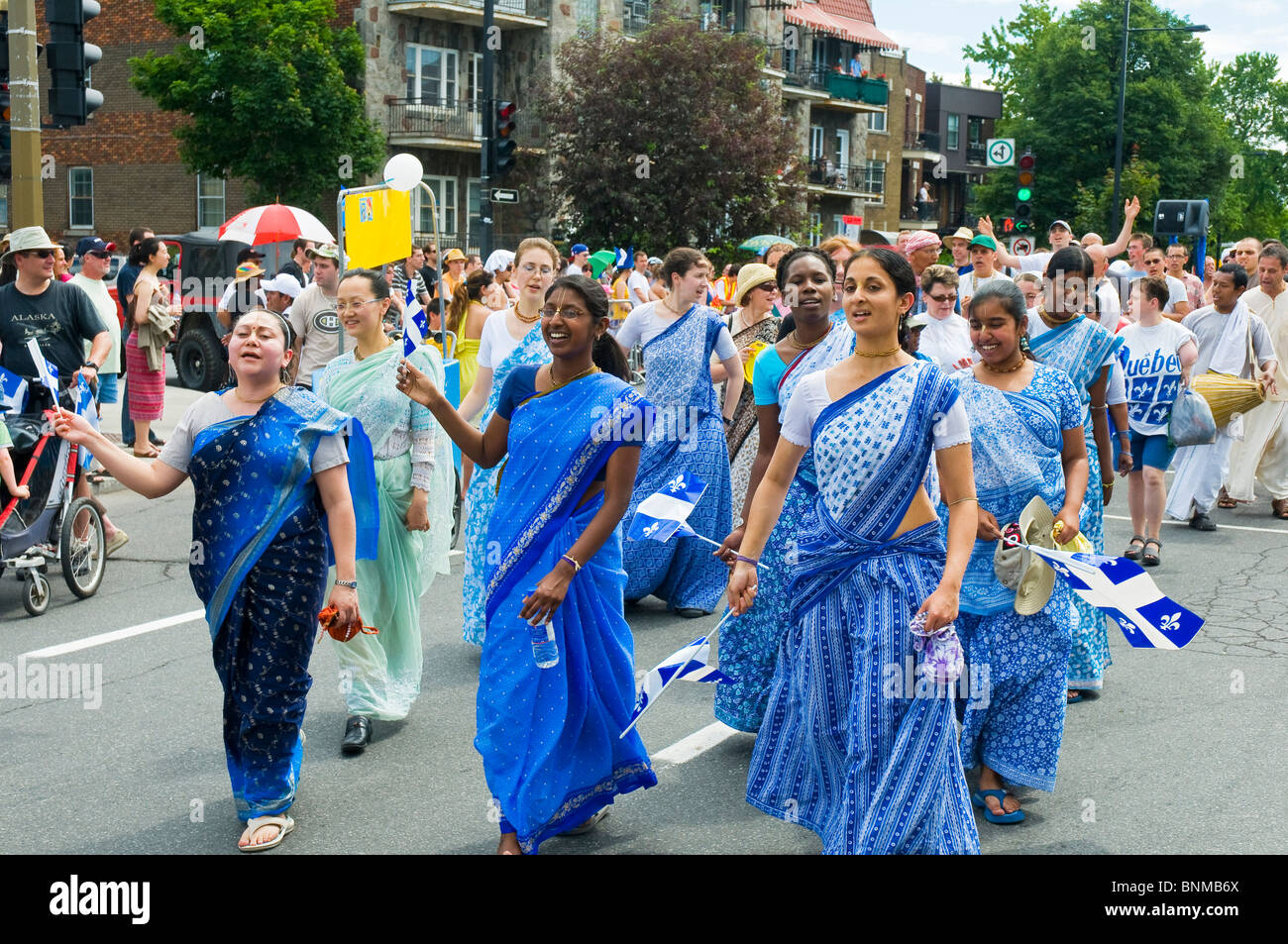 Ethnic communities celebrating St Jean Baptiste day Montreal Stock Photo