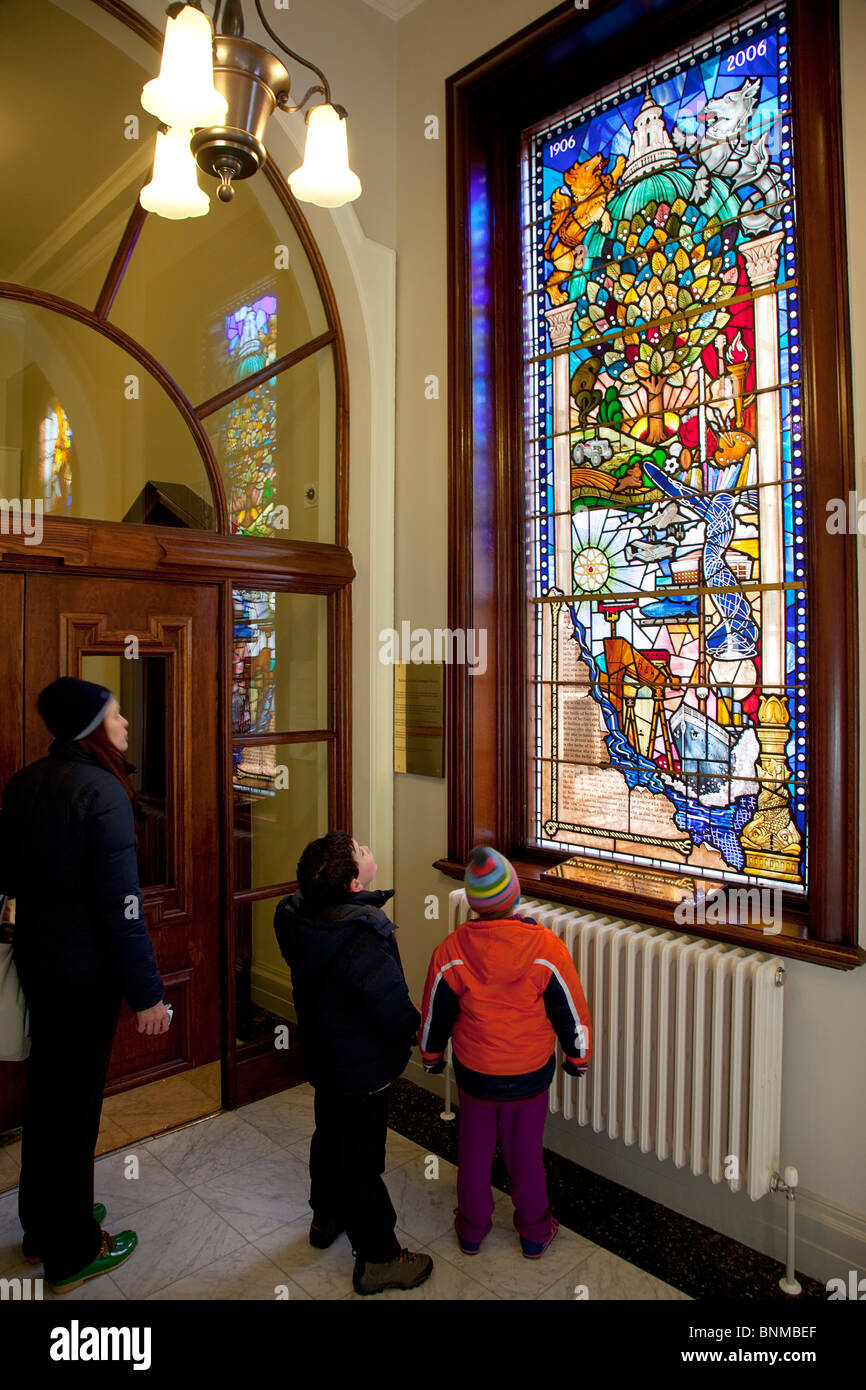 Ireland, North, Belfast, City Hall, Interior,Tourists viewing Centenary