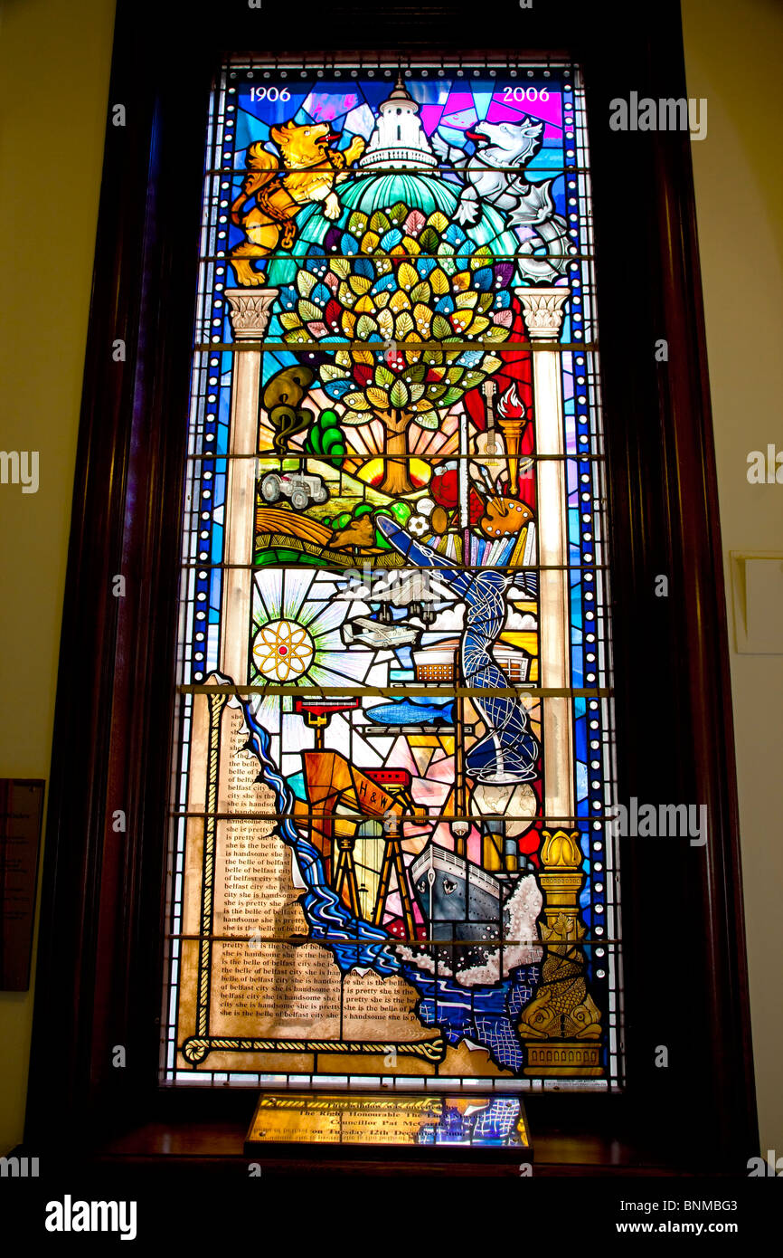Ireland, North, Belfast, City Hall, Interior, Centenary Stained Glass