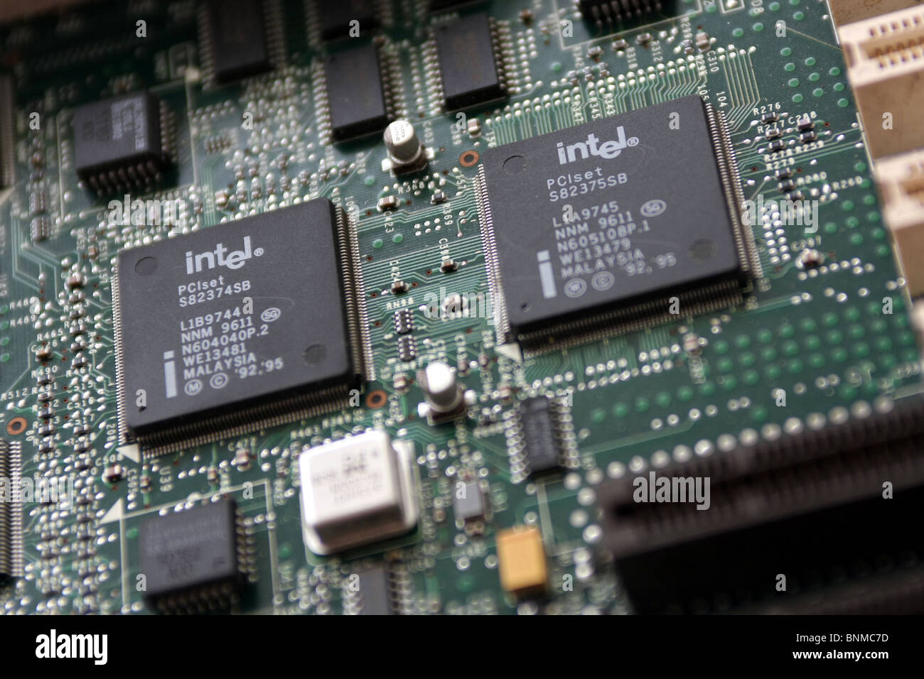 Computer PCB with two Intel PCI CPU control chips surface mounted on the Printed  Circuit Board Stock Photo - Alamy