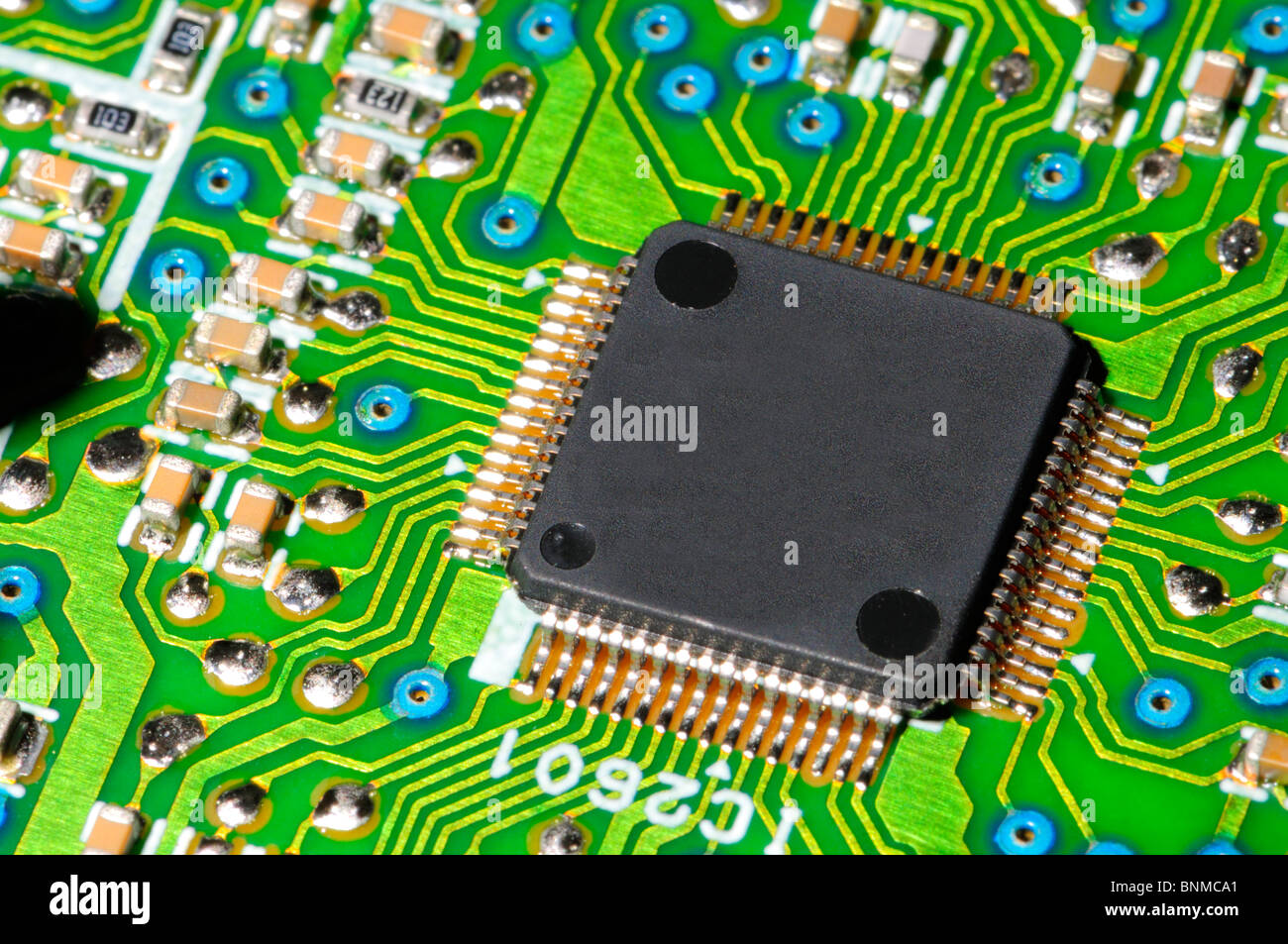 Printed Circuit Board with microprocessor from DVD player Stock Photo