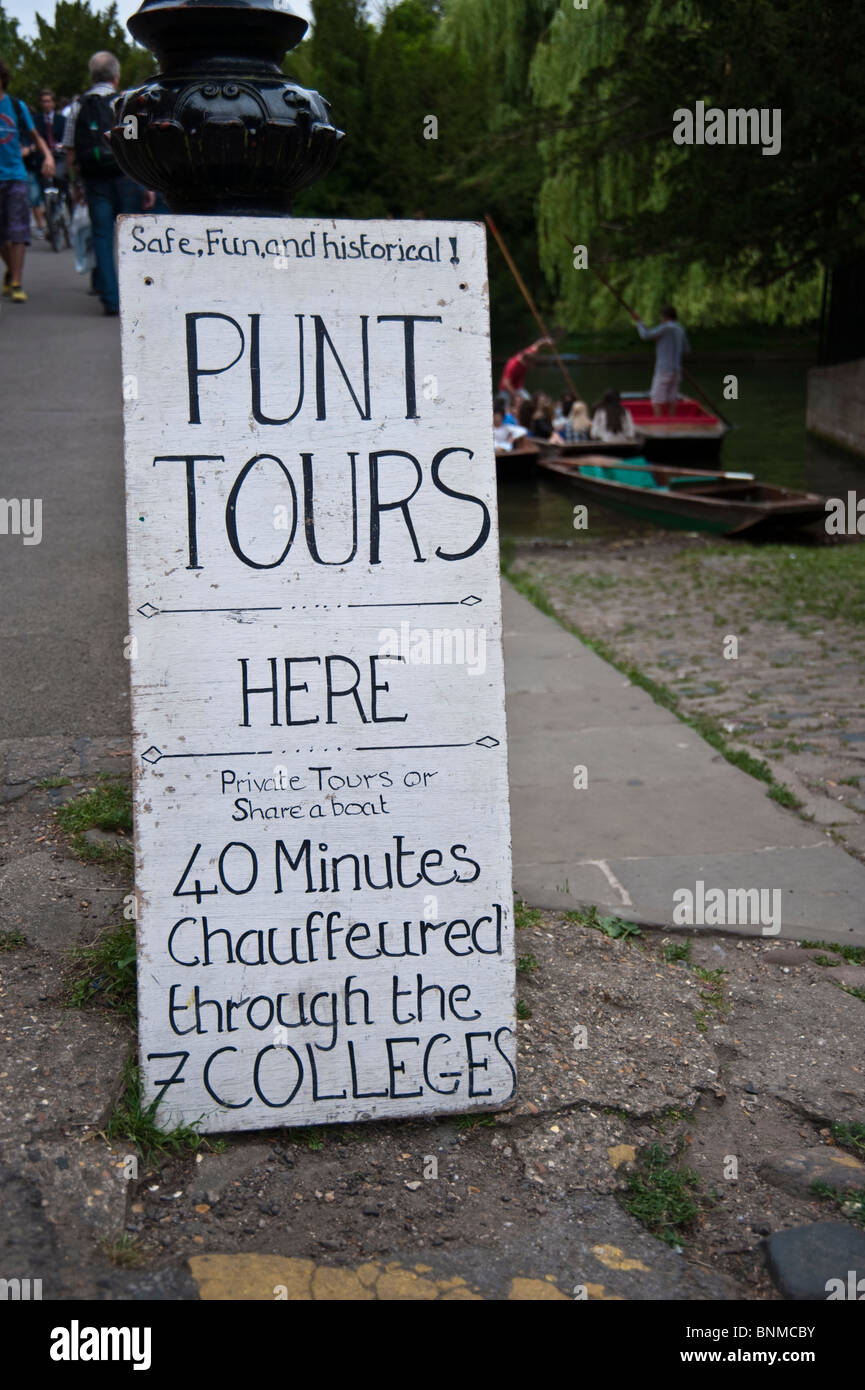 Punt Tour signs, Garret Hostel Lane, Cambridge Stock Photo