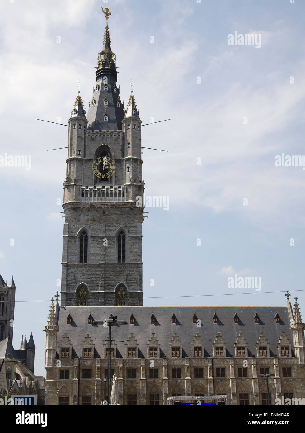 Ghent Belgium EU The Belfry in the historic centre dates from 1313 and is a prominent landmark Stock Photo