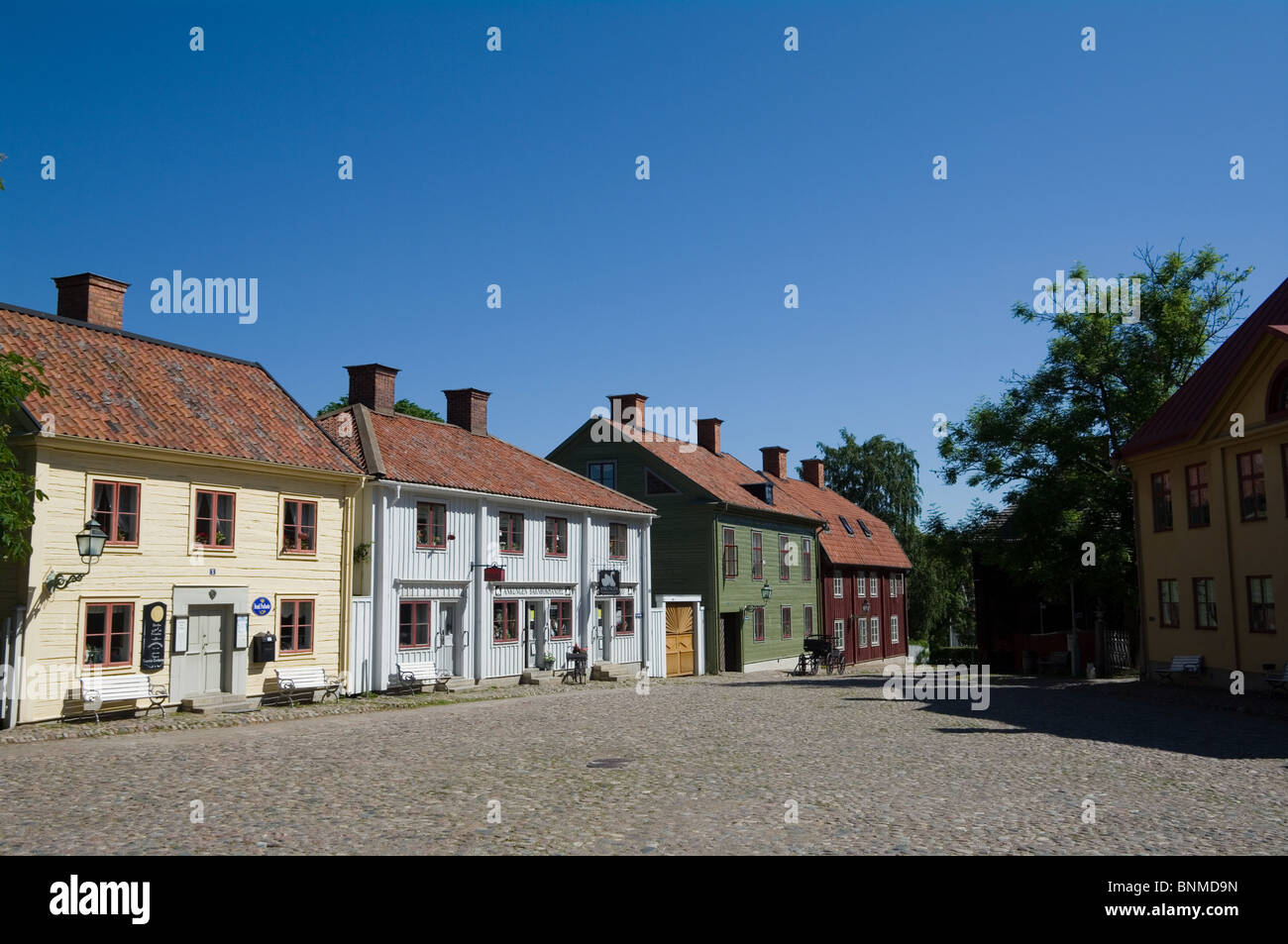 Old houses in Gamla Linköping open air museum in Linköping, Sweden ...