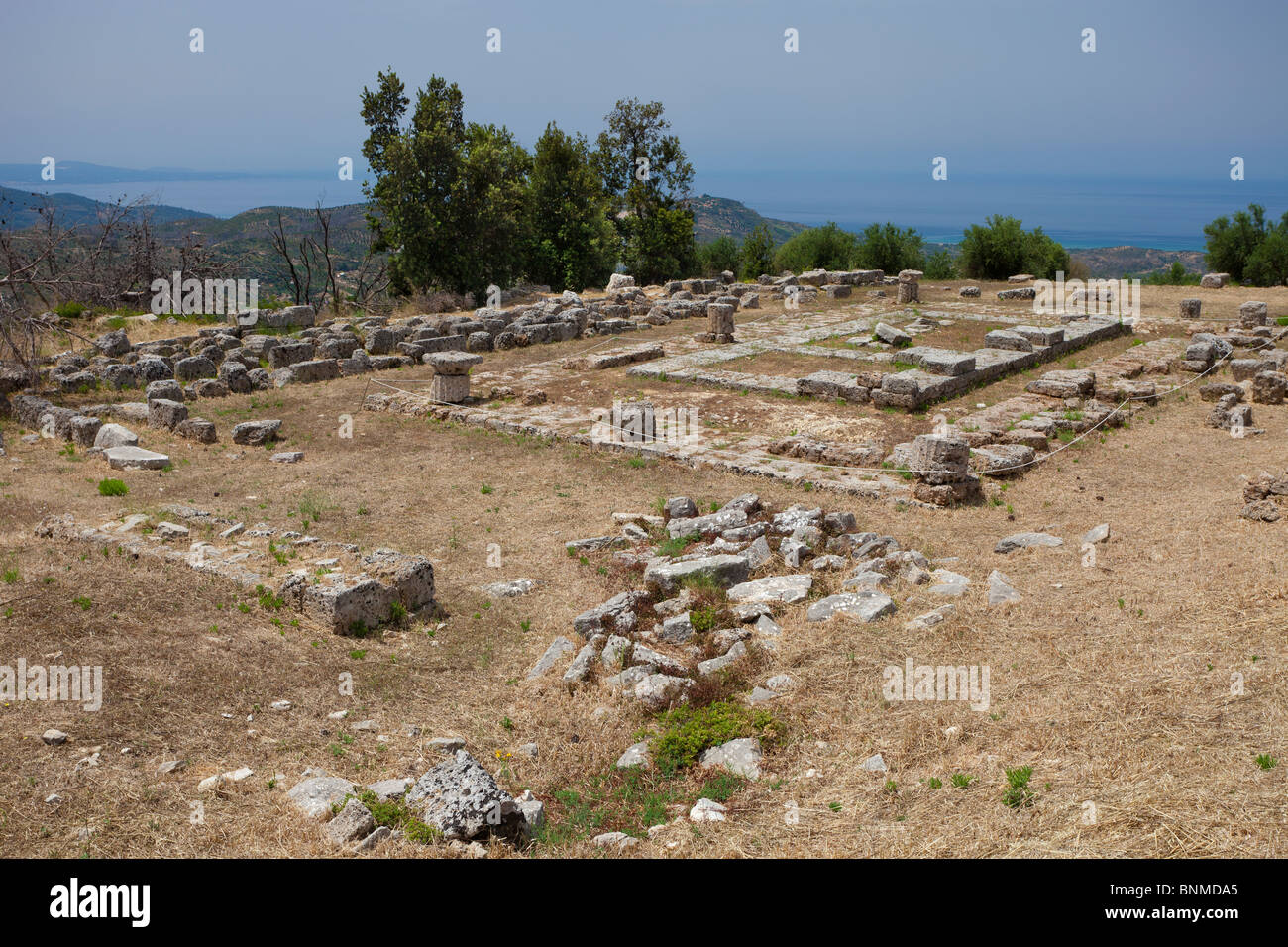 The Temple of Demeter at Lepreon, Greece. View from the northeast. Stock Photo