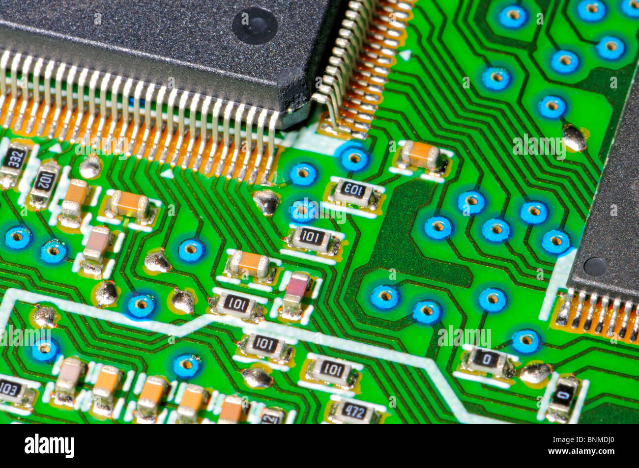 Printed Circuit Board with microprocessor from DVD player Stock Photo