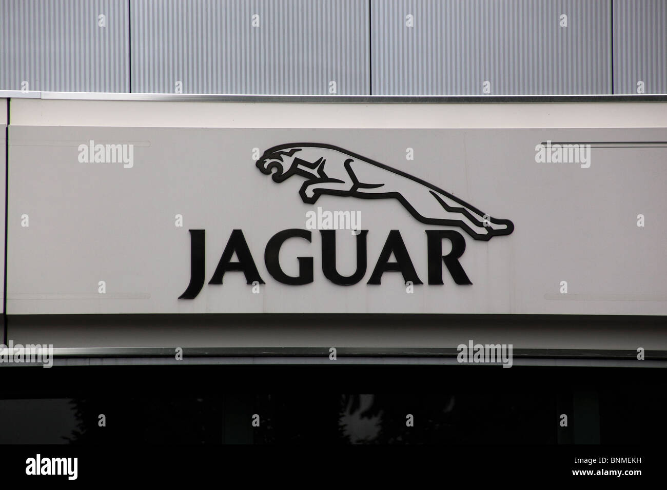 Jaguar Emblem at a showroom in th U.K. Stock Photo