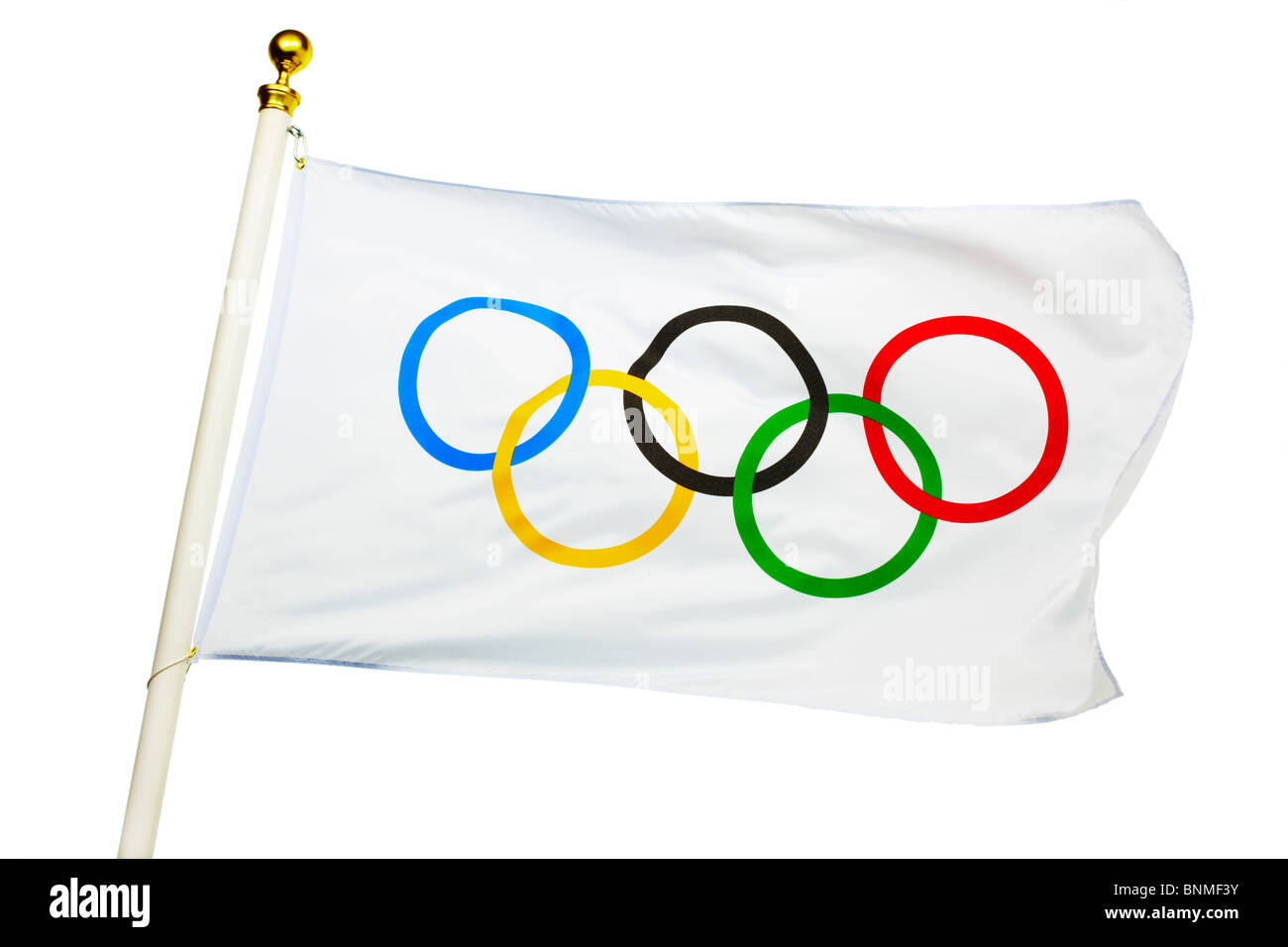 Olympic Flag Flying Stock Photo