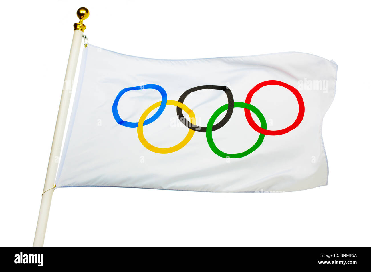 Olympic Flag Flying Stock Photo