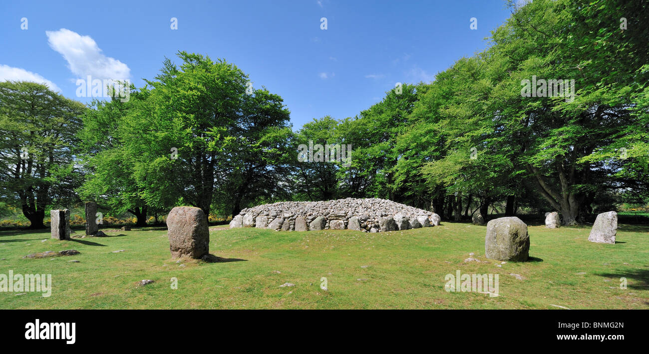 Prehistoric Burial Cairns of Balnuaran of Clava, also called Clava Cairns at the Scottish Highlands, Scotland, UK Stock Photo