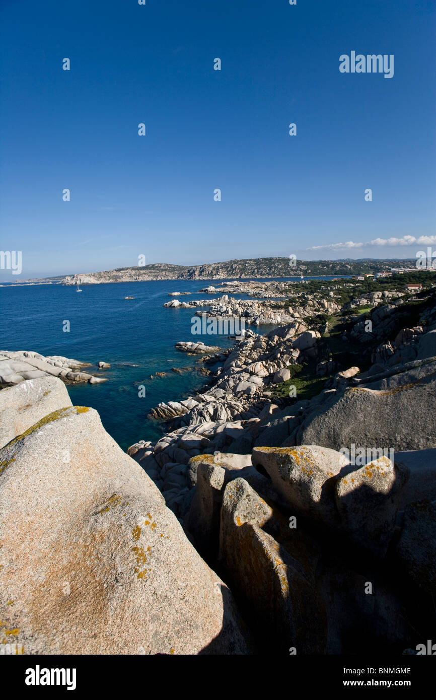 Italy Sardinia Capo Testa sea coast rock formation rock cliff stone ...