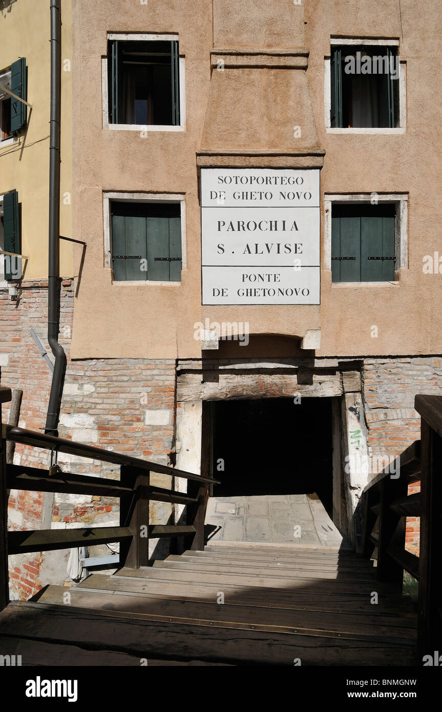Venice. Italy. Sotoportego de Gheto Novo / Entrance to the Jewish Ghetto. Stock Photo