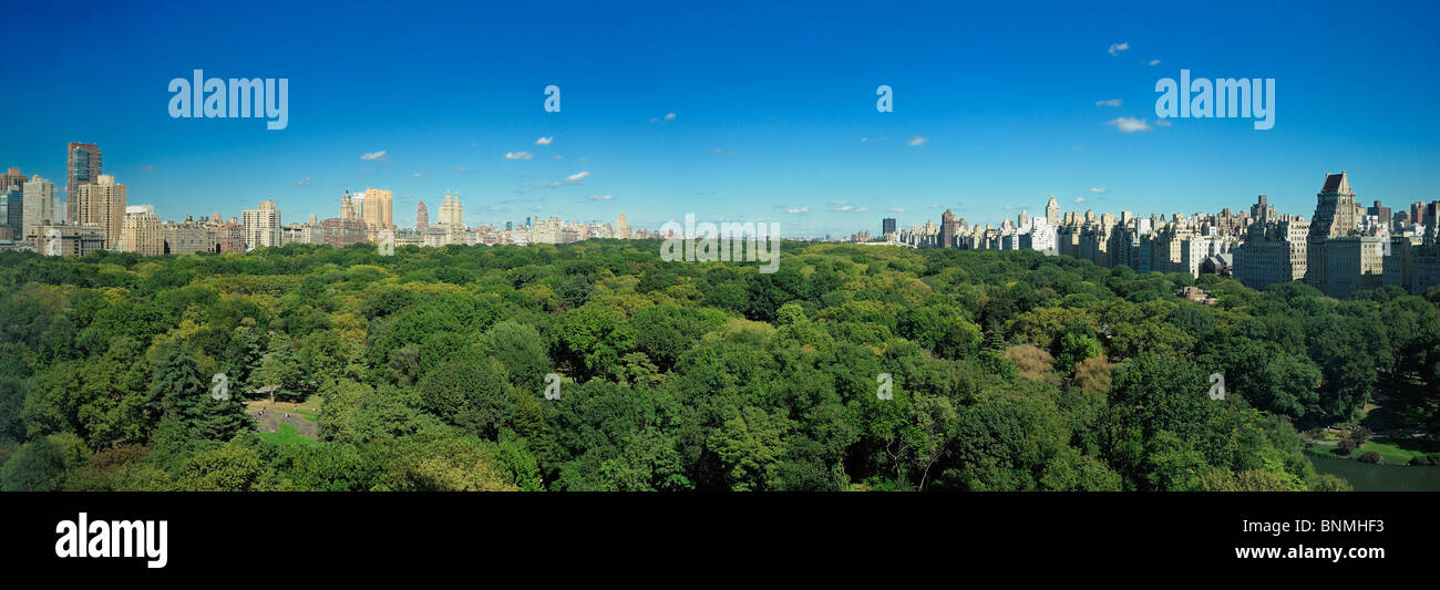 New York City park green trees skyline buildings Central Park Midtown ...