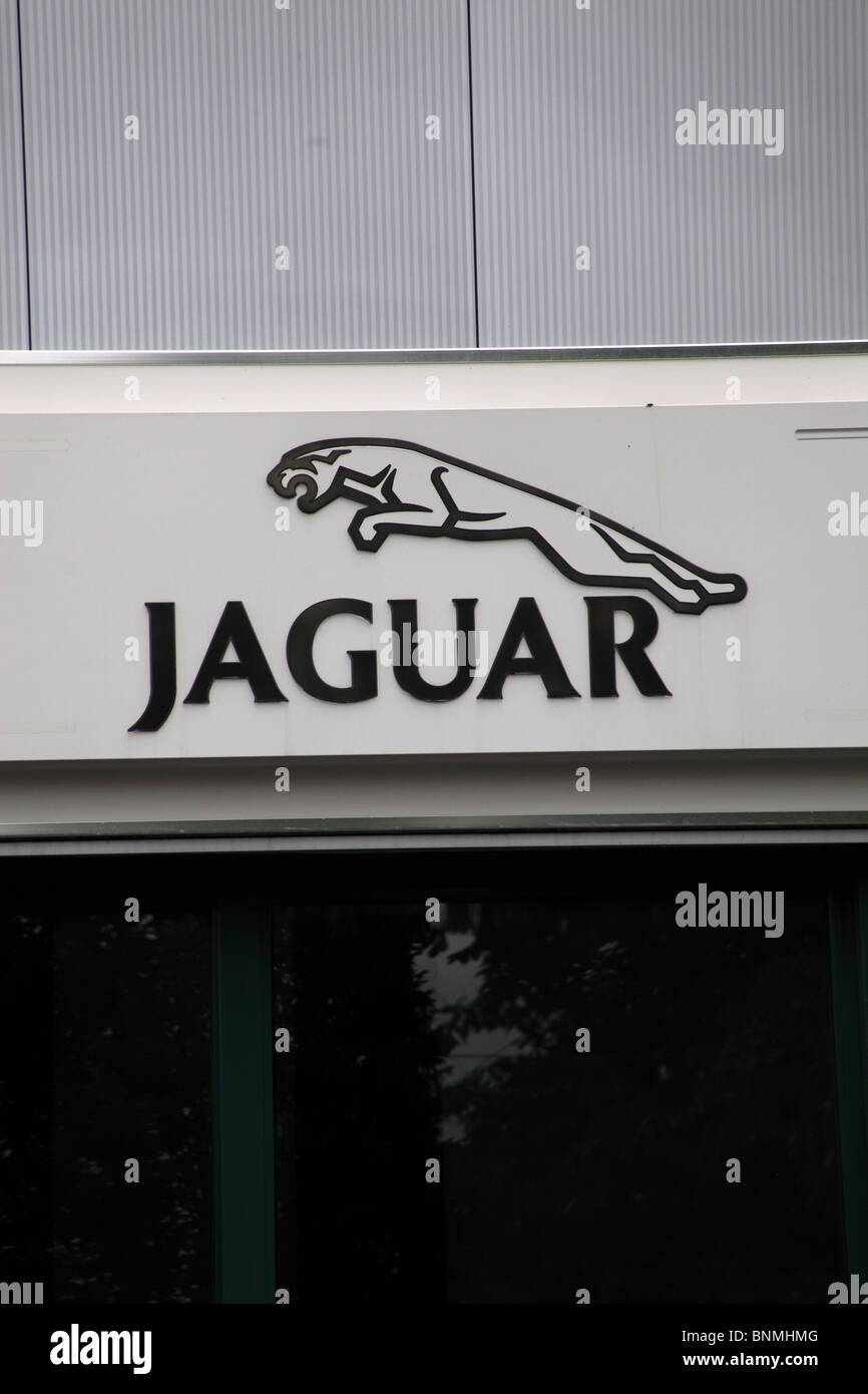 Jaguar Emblem at a showroom in th U.K. Stock Photo