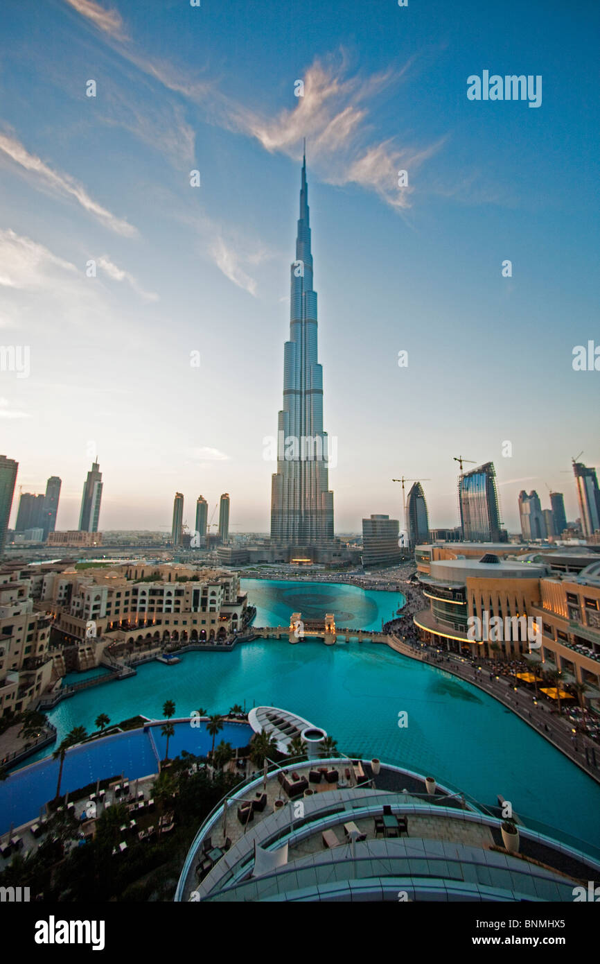 Architecture fashionably in a modern style modern skyline blocks of flats high-rise buildings Burj Dubai Building block of Stock Photo
