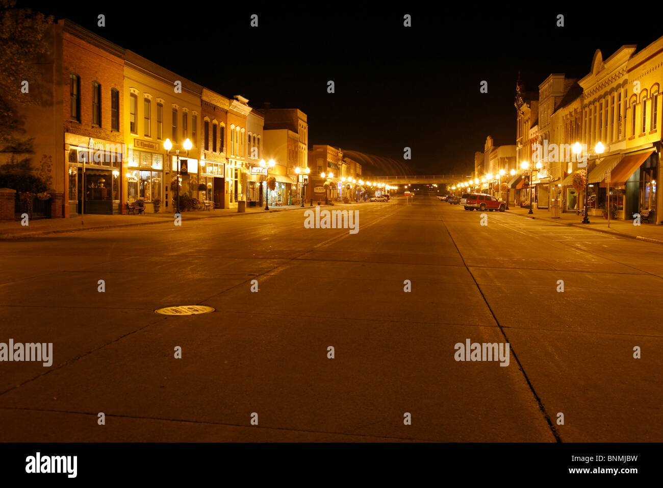 Main street in historic downtown Hastings Minnesota at night Stock Photo Alamy