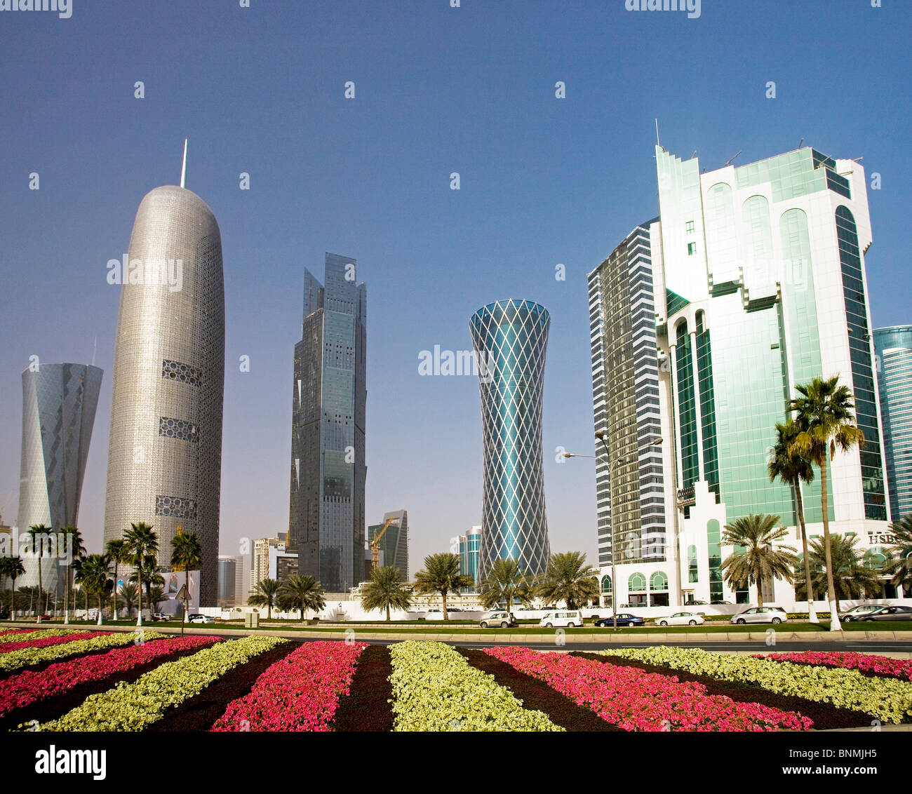 Qatar UAE United Arab Emirates architecture skyline blocks of flats highrise buildings Corniche