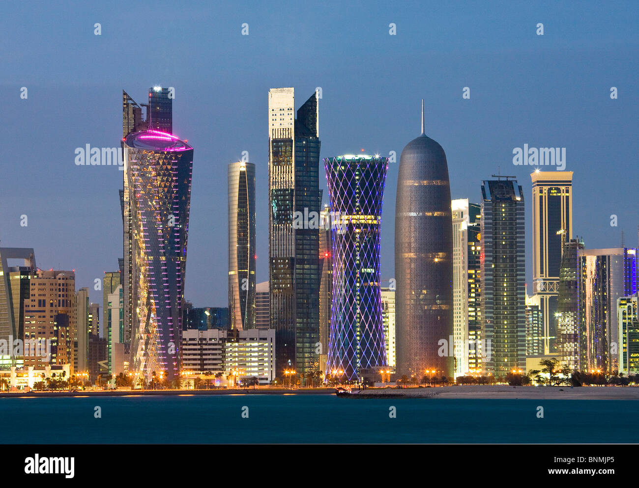 Qatar UAE United Arab Emirates architecture block of flats highrise building Doha skyline