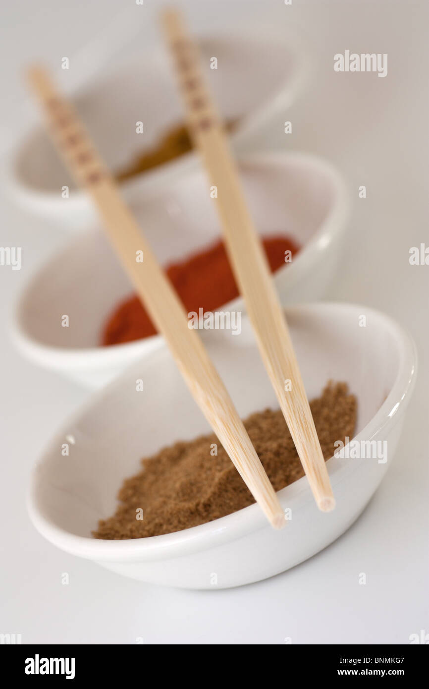 Spices and chopsticks Stock Photo