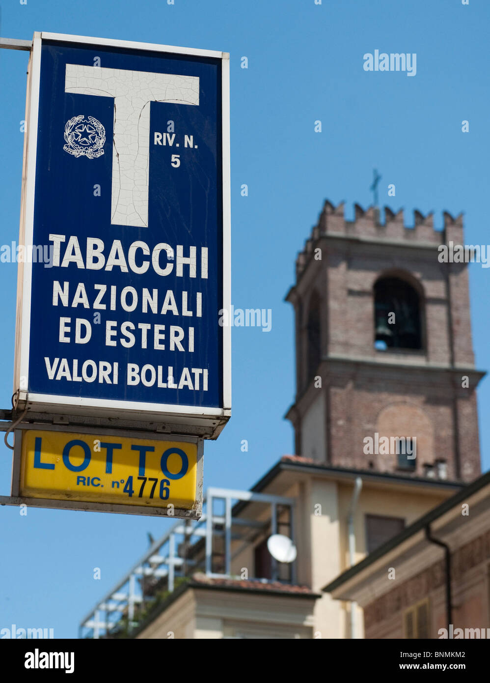 Tobacconist shop sign in Vigevano Italy Stock Photo