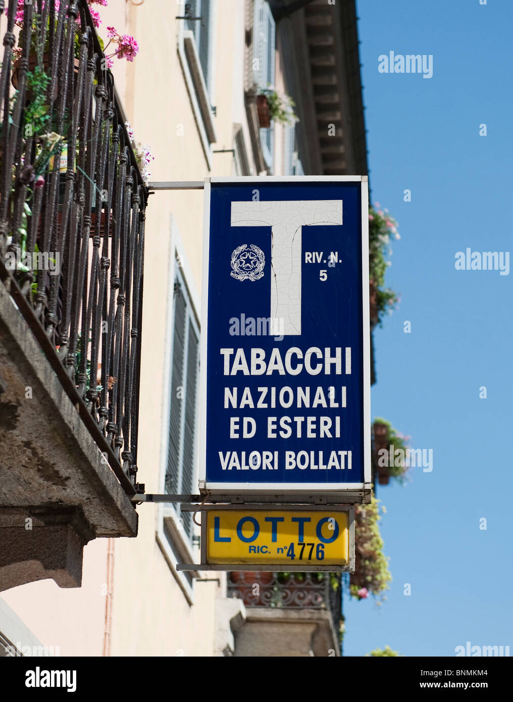 Tobacconist shop sign in Vigevano Italy Stock Photo