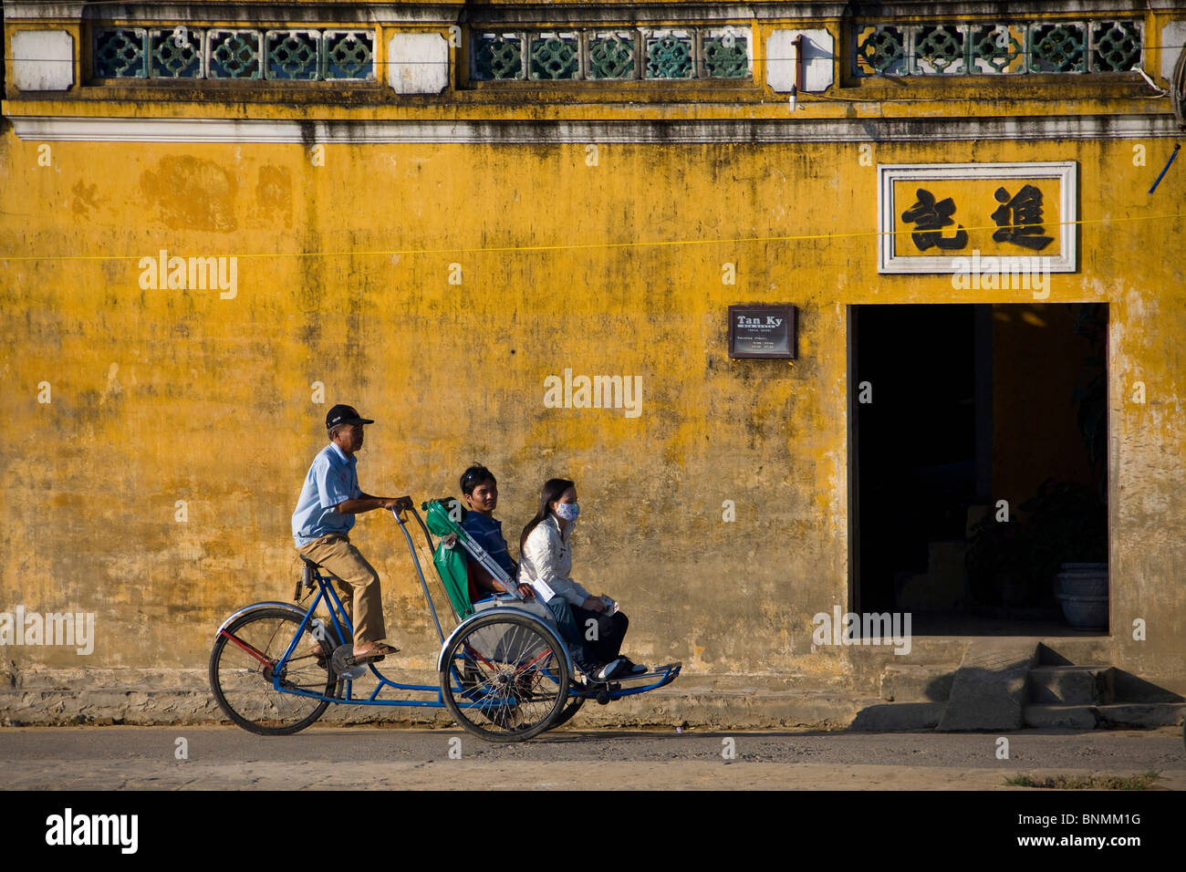 Vietnam Asia Far East Hoi An Tan Ky building construction bicycle bike taxi traveling place of interest landmark Stock Photo